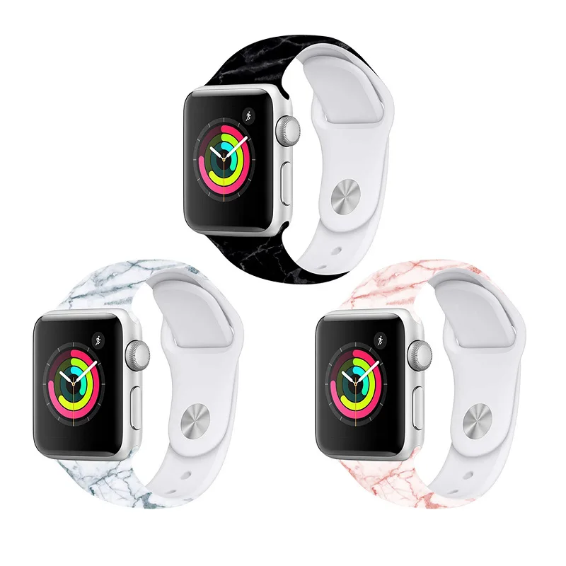 Для Apple Watch серии мягкий силиконовый мраморный узор спортивный ремешок 5 4 3 2 1 42 мм 38 мм 40 мм 44 мм iWatch Смарт наручные регулируемый ремешок