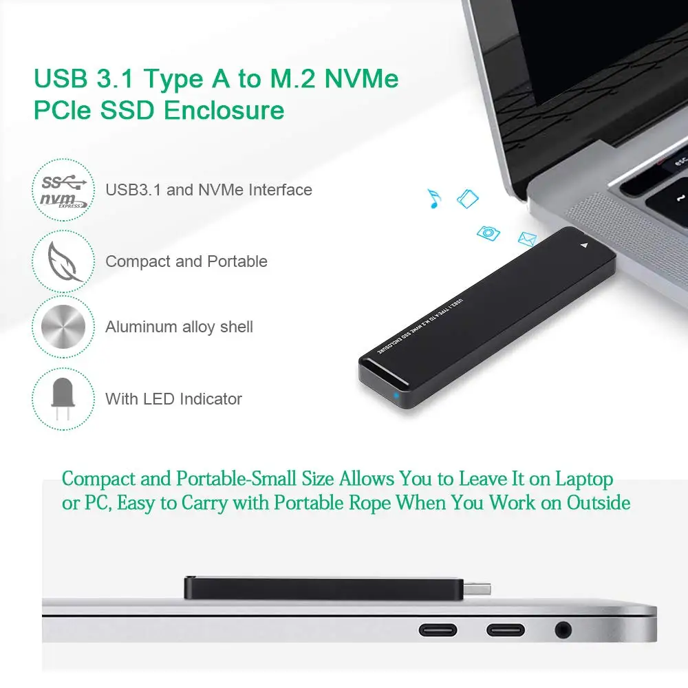  Onvian M.2 NVME PCIe SSD Gehäuse zu USB3.1 Typ-EINE Gen 2 10Gbps M.2 SSD Gehäuse PCIe NVMe festplat
