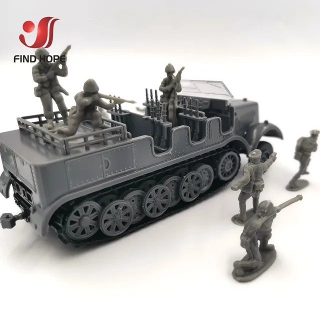 1:72 Sd.Kfz. 7 Half-Track Military Vehicle Plastic Assembly Model Armored Car +10Pcs Mini Soldiers 5