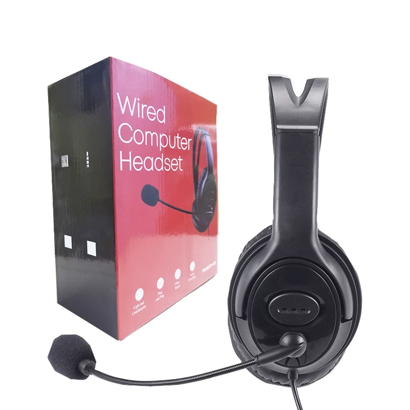 Telephone Traffic Headset USB Wired Noise Cancelling Headset Gaming Computer Learning Headphone With Adjustable Microphone Volum