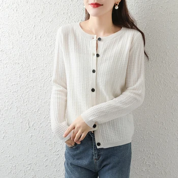

cardigan women white top knitted wool soft sweaters fall warm grids cashmere cardigans