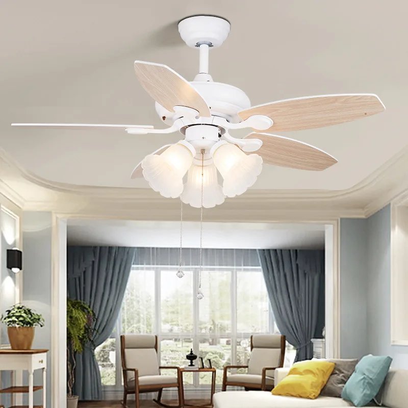 

American country idyllic ceiling fan lamp European antique electric fan lamp living room dining room fan lamp glass ceiling fan