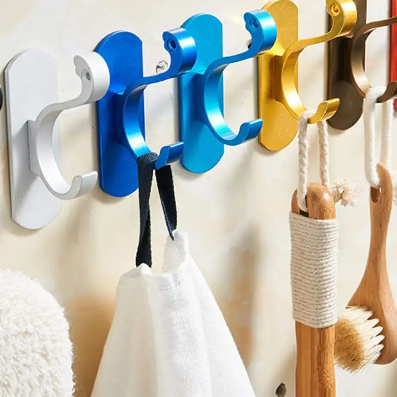 

Bathroom Hooks Punch-Free Wall Mounted Aluminum Finish Candy Color Clothes Hanger & Towel & Coat & Robe Hook Decorative