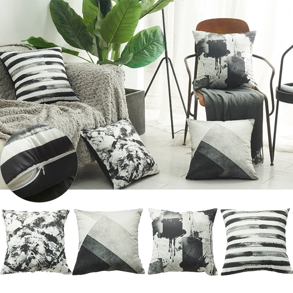 Cushion Cover Faux Silk Floral Pillow Case Luxury Home Sofa Throws Zip Up Decor