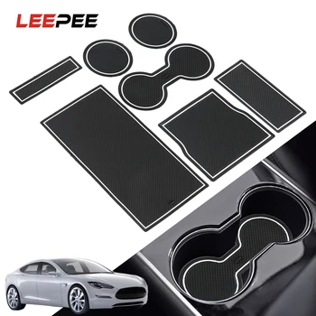 

LEEPEE Anti Slip Mat For Tesla Model 3 Gate Slot Center Protective Cup Holder Pad Auto Interior Accessories Car Console Wrap Mat