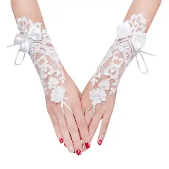 

Wedding Lace Gloves Lace Bowknot Gown Gloves Bride Lace Gloves Bridal Gown Accessories Bridal Wedding Lace Gloves