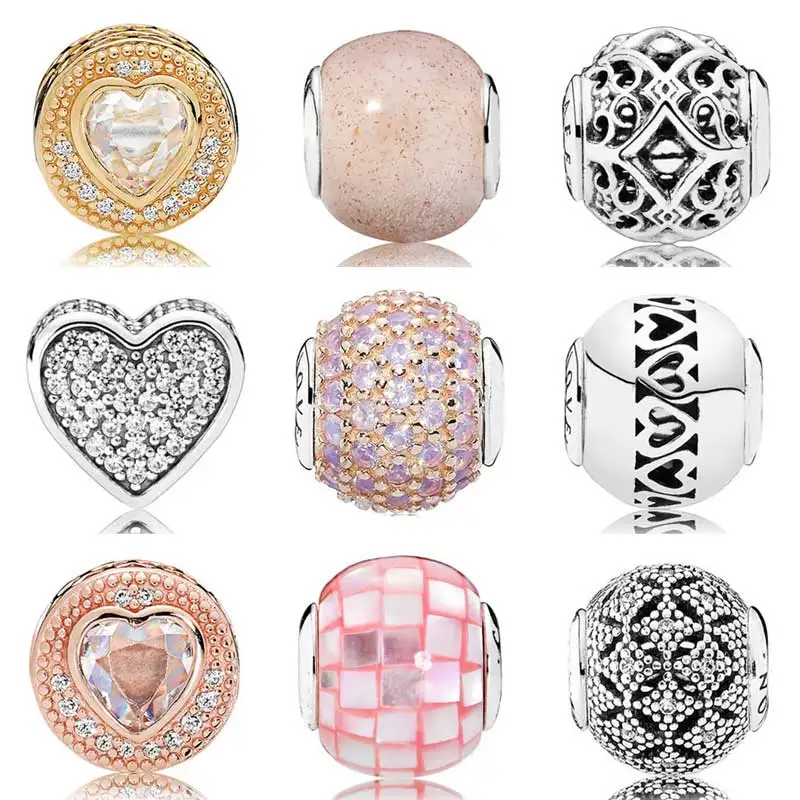 

Rose Gold Love & Compassion With Cubic Zirconia Beads Fit Pandora Essence COLLECTION Bracelet 925 Sterling Silver Charm Jewelry