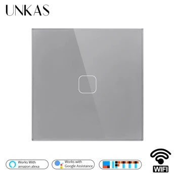 

UNKAS EU Standard Tuya Smartlife WiFi APP Control Light Switch Google Home Amazon Alexa Voice Control 1 Gang Touch Switch