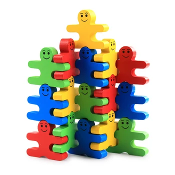 

Baby Wooden Toys Blocks Balance Game 16Pcs Building Blocks Early Educational Brick Toys Table Game Christmas Gift for Toddlers