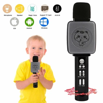 

Kids Bluetooth Karaoke Microphone Wireless Microphone Professiona Speaker Handheld Player Singing Recorder Microphone Gifts