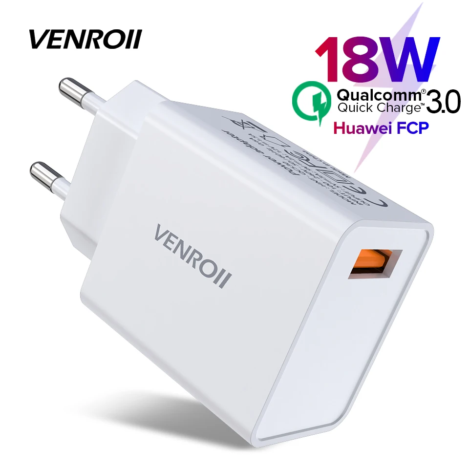 

Venroii USB Charger 5V3A Qualcomm Quick Charge QC3.0 Portable Mobile Phone Fast Charger For iPhone X 11 for Samsung Xiaomi Redmi