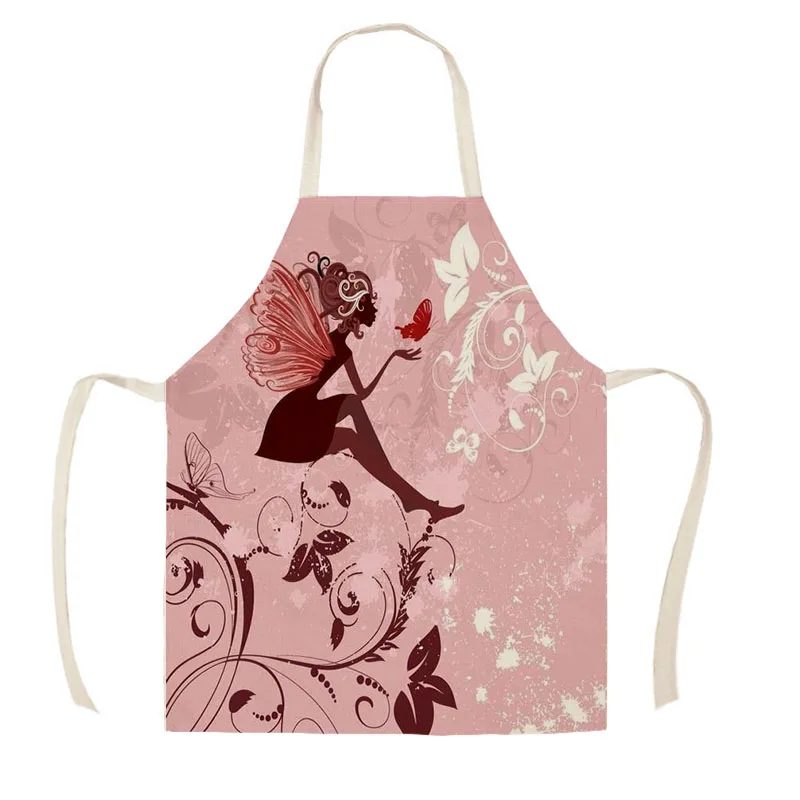 Home Cleaning Tools Cooking Apron Cartoon Butterfly Flower Girl Printed Cotton Linen Women Sleeveless Kitchen Aprons WQI849 Home Cleaning Tools Cooking Apron Cartoon Butterfly Flower Girl Printed Cotton Linen Women Sleeveless Kitchen Aprons WQI849