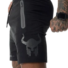 Новые мужские шорты на молнии с карманом и принтом, хлопковые спортивные штаны для бодибилдинга, повседневные спортивные мужские шорты для фитнеса