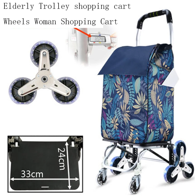 BBG Multifunctional Portable Folding Shopping Trolleys with Wheels,Shopping Shopping Cart Senior Cart with Staircase Shopping Cart,Green 