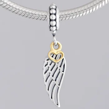 

Original Gold Love Heart & Guidance Angel Pendant Beads Fit 925 Sterling Silver Bead Charm Bracelet DIY Jewelry