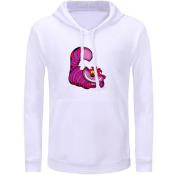 

Cute Cheshire Cat Hoodie White Rabbit The Princess and the Frog Tiana Tangled Rapunzel Graphic Sweatshirt Strings Pullover Gift