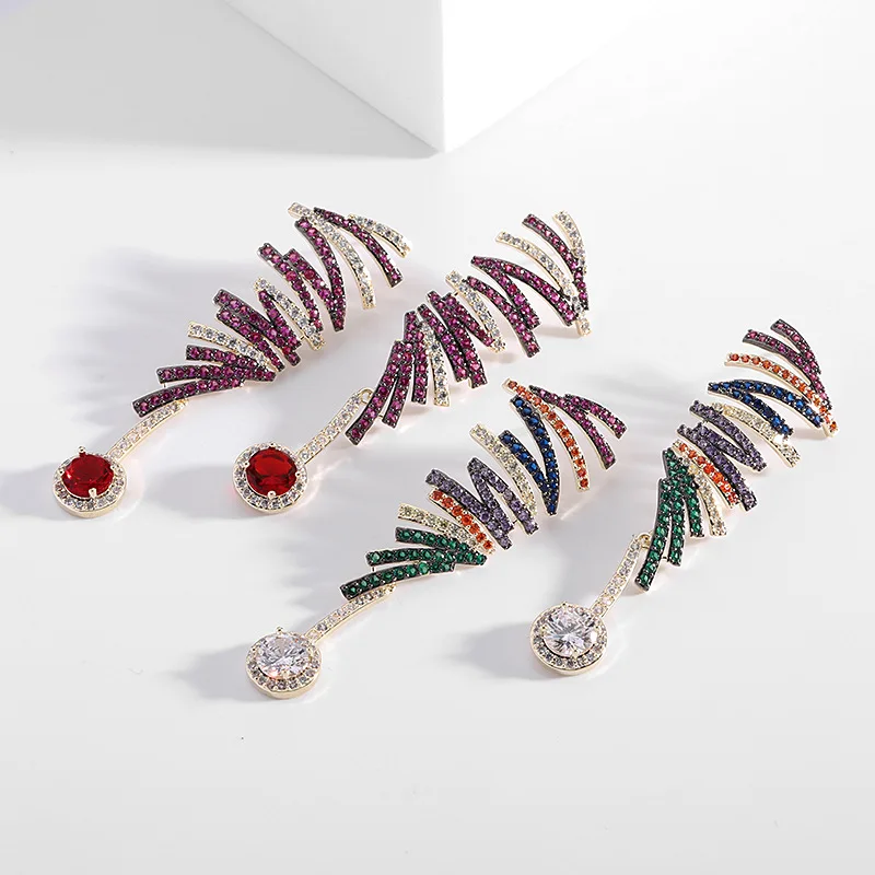 European and American Temperament Wave Eardrop For Women Brand Design Statement Pendant Earring Fashion Jewelry Gold Plated