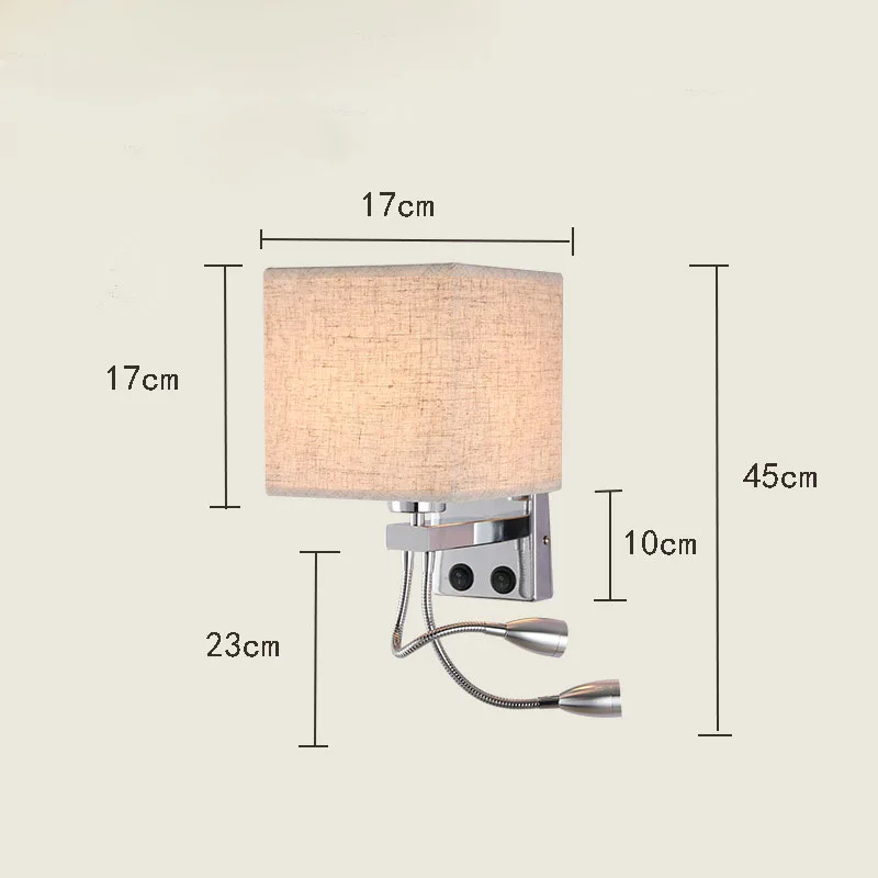 beige 2 light Led оригинальность настенный светильник Непрерывная система отель спальня Европейский Usb зарядка Крытая прикроватная лампа - Цвет абажура: beige 2 light
