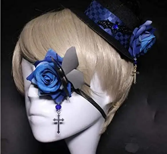 

Gothic Lolita Rose Eye Patch Mask Single Butterfly Retro Black Fit Hallowmas Party Accessories