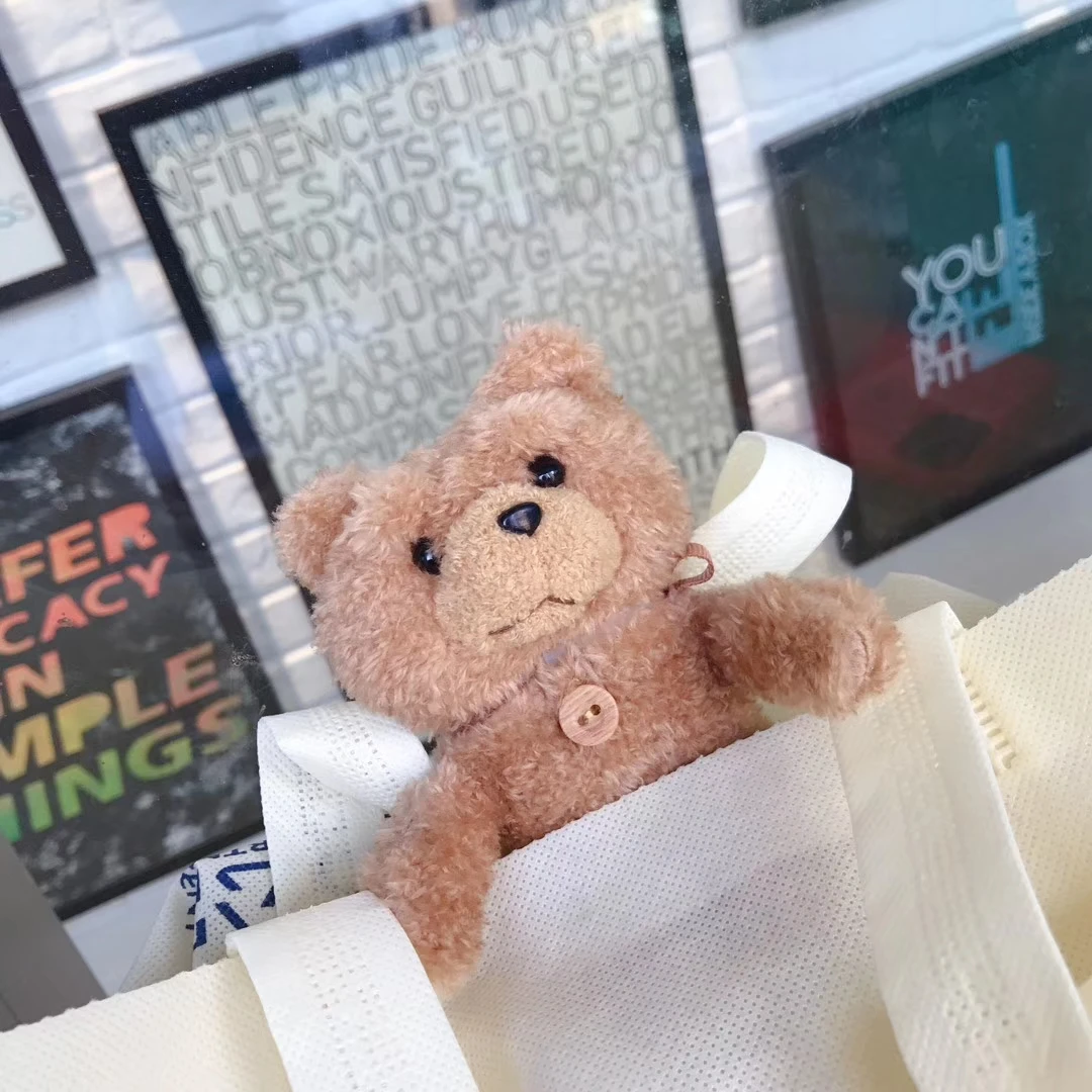 Зимний милый плюшевый Медвежонок на кнопках для Apple Airpods чехол 1 2 плюшевый медвежонок сумки для мультяшных наушников Чехол Коробка коричневая подвеска