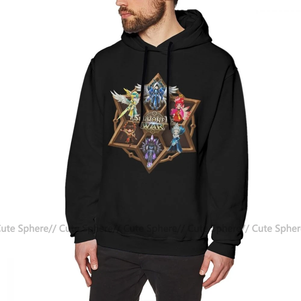 Summoners War, комплект с толстовкой с изображениями монстров руны толстовки с капюшоном; длинные Длина хлопковый пуловер с капюшоном свободные большой зимняя женская обувь на молнии, мужские серые толстовки - Цвет: Black