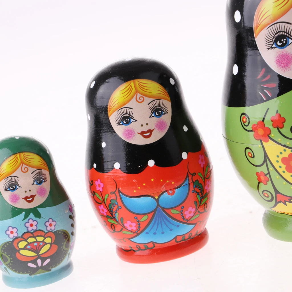 5 шт. деревянные русские Матрешки Babushka набор ручной росписью подарок украшение