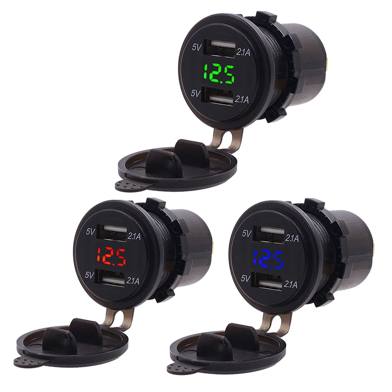4.2A Dual USB Socket Charger Cover for Motorcycle Auto Truck ATV Boat LED Car 12 24V auto usb Power Adapter | Электроника
