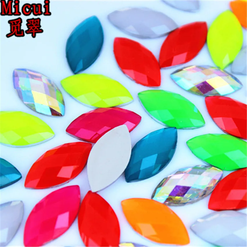 Mix color Micui 100 шт 7*15/9*18 мм Конский глаз смолы Стразы Кристалл с плоской задней гранью аппликация камни не шитье для поделок MC262 - Цвет: Mix color