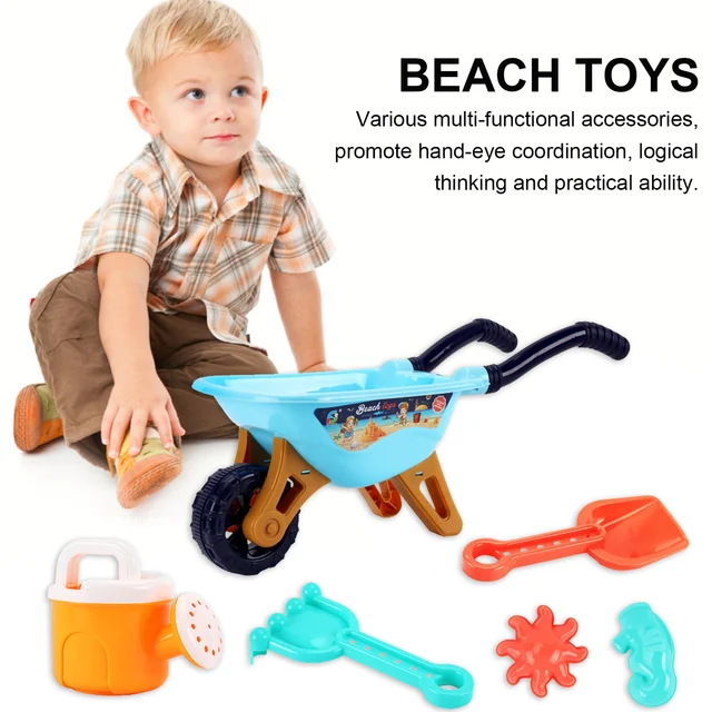 Beach Toys For Kids 6pcs Baby Beach Game Toys Children Sandbox Set Kit Summer Toys For Beach Play Sand Water Game Play Cart 2