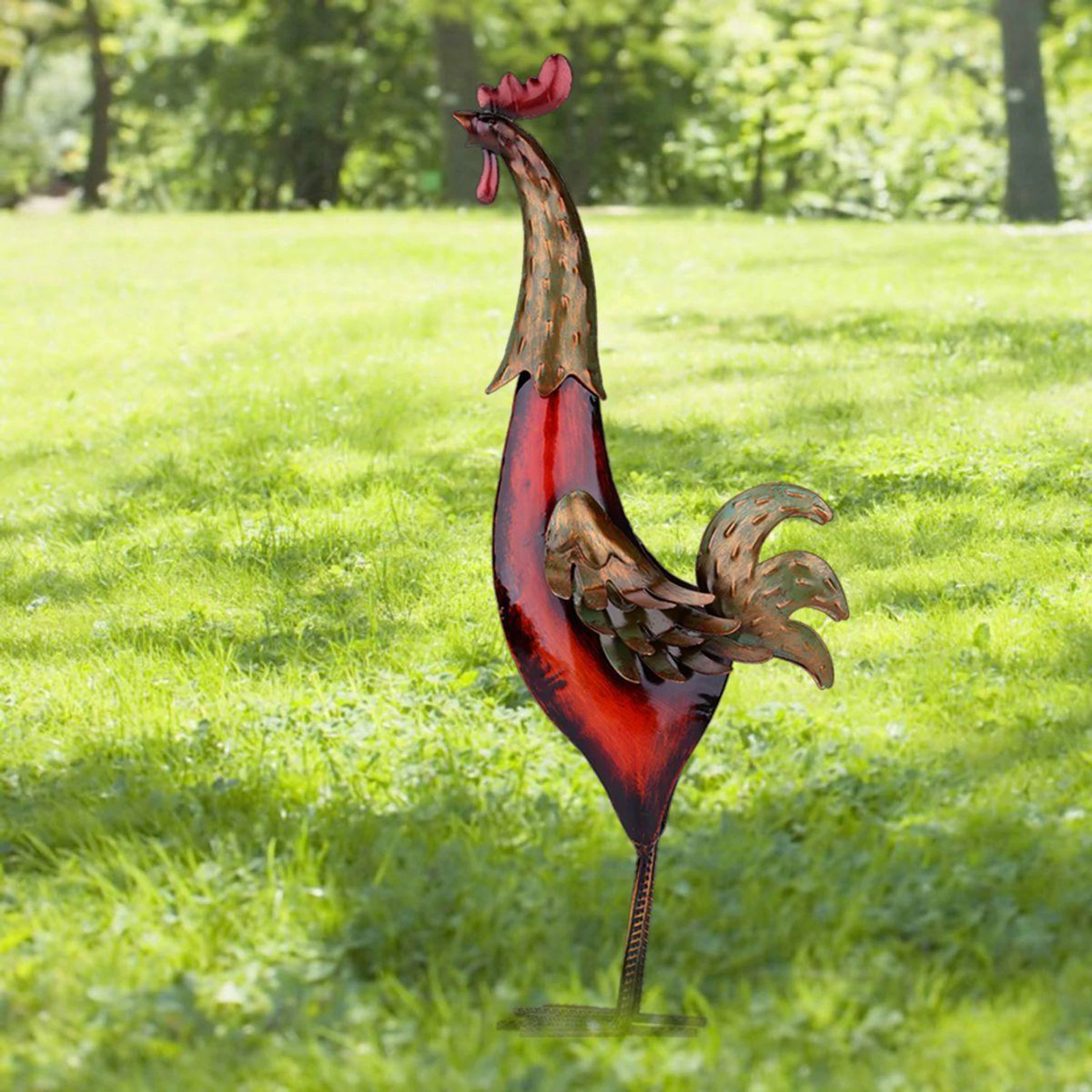 Metal Sculpture Multicolor Iron Rooster Home Furnishing Crafts Office Tabletop Decoration