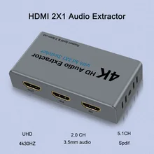 4k 오디오 어댑터 HDMI 오디오 추출기 HDMI 2X1 변환기 SPDIF RCA 3.5mm 잭 출력 dc 케이블