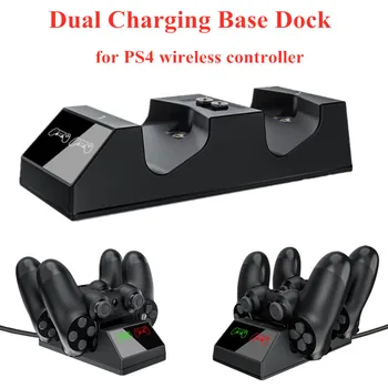 

Dual Charging Base Dock Led Light Display Controller Charger for PS4 Wireless Game Controller Handles Accessories