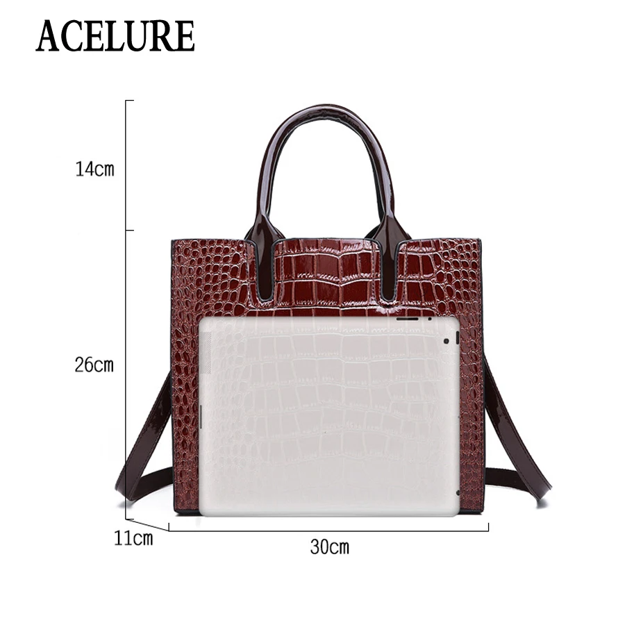 Ceny ACELURE 3 zestawy wysokiej jakości Pu skóra aligatora kobiet torebki luksusowe marki dużego ciężaru torba damska torba na ramię sprzęgła torba