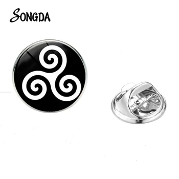 

High Quality Mens Brooch Pin Teen Wolf Symbol Triskele Triskelion Allison Argent Crystal Stainless Steel Badge Pins Gifts