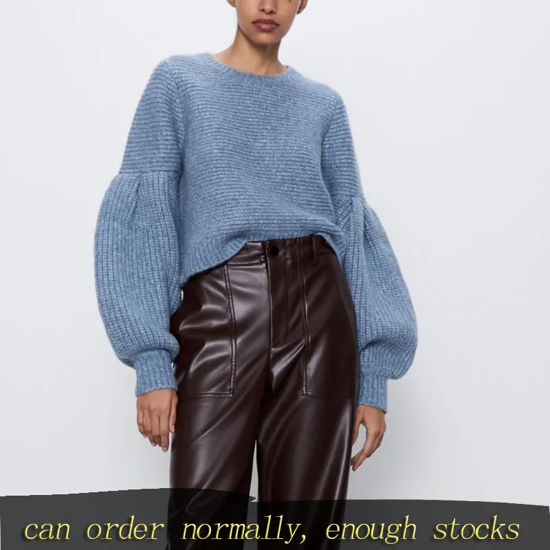 DEAT 2020 new spring fashion women clothes round neck pullover lantern sleeves knitting sweaters WK56405 | Женская одежда