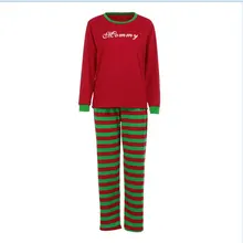 Conjunto de pijamas de Navidad a Juego de Familia de manga larga pantalones de rayas conjunto de ropa de dormir para padres e hijos XRQ88