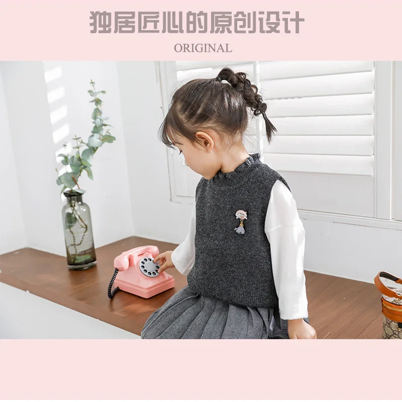 

Children Yarn Vest Waistcoat Sweater Children Baby Infant 2019 Spring And Autumn New Style Small CHILDREN'S Clothing GIRL'S Swea