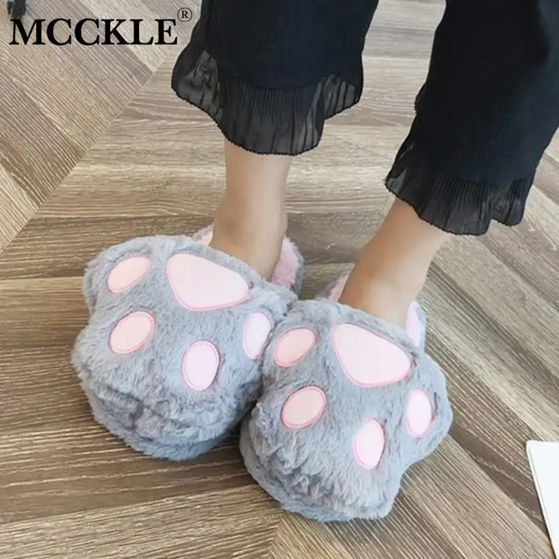 MCCKLE/женская домашняя обувь; милые зимние тапочки на плоской подошве; повседневная женская обувь из короткого плюша; удобная женская теплая Модная плюшевая женская обувь