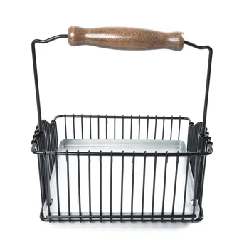 

Universal Kitchen Storage Basket Shelf Rack For Spices Herbs Vinegar With Black Wooden Handle New Arrivals