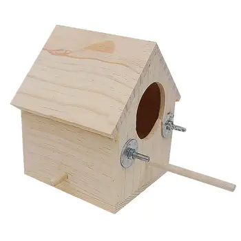 

1pcs Wooden Bird House Nest Parrot Living House Creative Bird Garden Breeding Nest Home Gardening Decoration