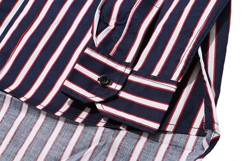 Мужская рубашка, уличная рубашка в полоску с длинным рукавом, Camisa Masculina, мужские рубашки, Мужская Уличная рубашка Харадзюку размера плюс