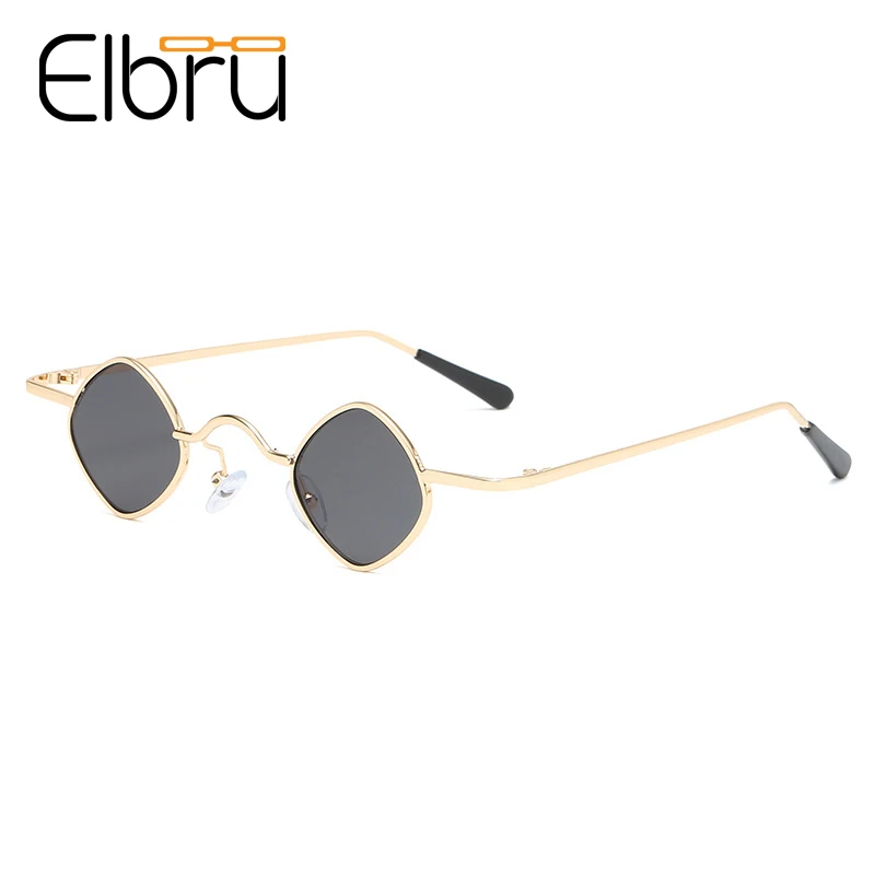 

Elbru Small Frame Irregular Polygon Sunglasses Square Steampunk Metal Frame Sun Glasses Shade Mirror For Women UV400 Glasses