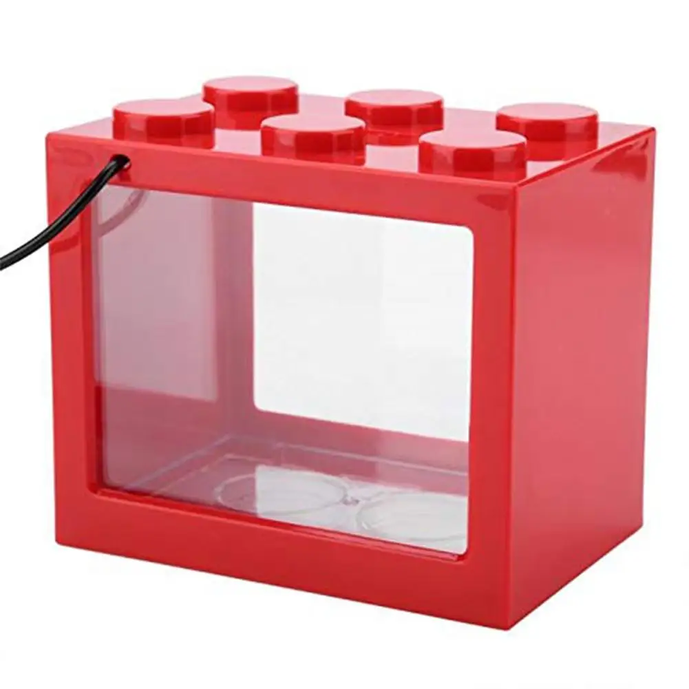 Мини-аквариум USB СВЕТОДИОДНЫЙ светильник Рыбная чаша домашний офисный чайный столик украшение betta аквариумные резервуары для разведения термометр для аквариума 6 цветов - Цвет: Red