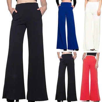 

MAXIORILL Women's pants women шаровары брюки женские High Waist Fashion Solid Loose Wide Long Trousers Flowing Palazzo Pants
