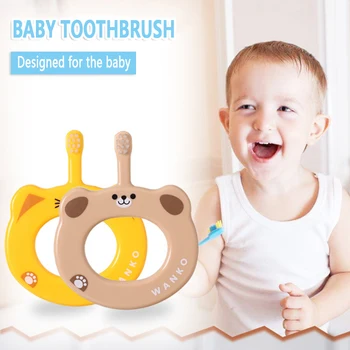

Baby Toothbrush Small Anti-card Throat Soft Hair Toothbrush Hand Ring Training Grip Toothbrush Children Chewing