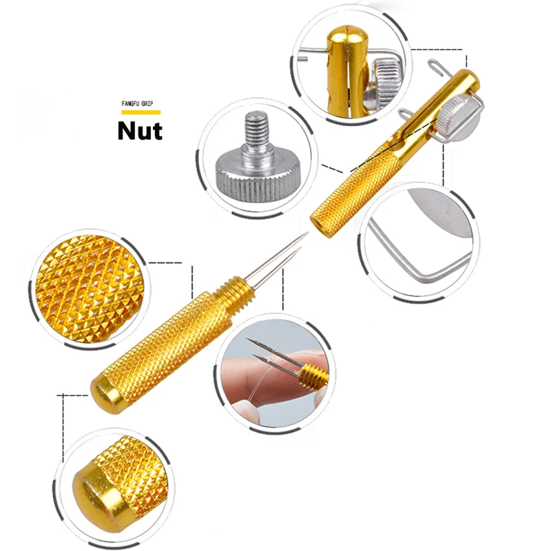 1pc Fishing Hook Tier Double-Headed Needle Knots Tie Loop Tyer Tools Kit Fishing Line Knotter Tying Fishhook Needle Tool