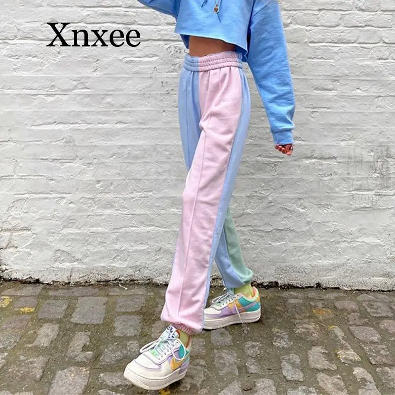 Spring Neon Tie Dye Joggers High Waist Long Baggy Pants Women Sweatpants Loose Trousers 2020 Autumn Streetwear Clothes Pink