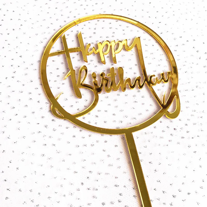 Hello Baby Acrylic Cake Topper Golden happy birthday cupcake Topper Supplies Boys and girls Birthday Party baking decoration party decorations birthday party supplies cake topper cake decorations cake toppers