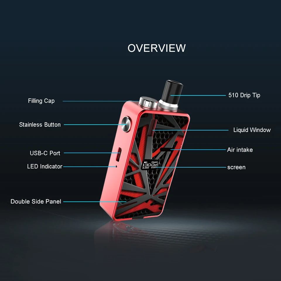 Electronic cigarette HUGO Vapor Kylin 30W Pod System Kit resin & Acrylic 1000mah battery 3.0ml vape kit VS Smoant Pasito kit (20)