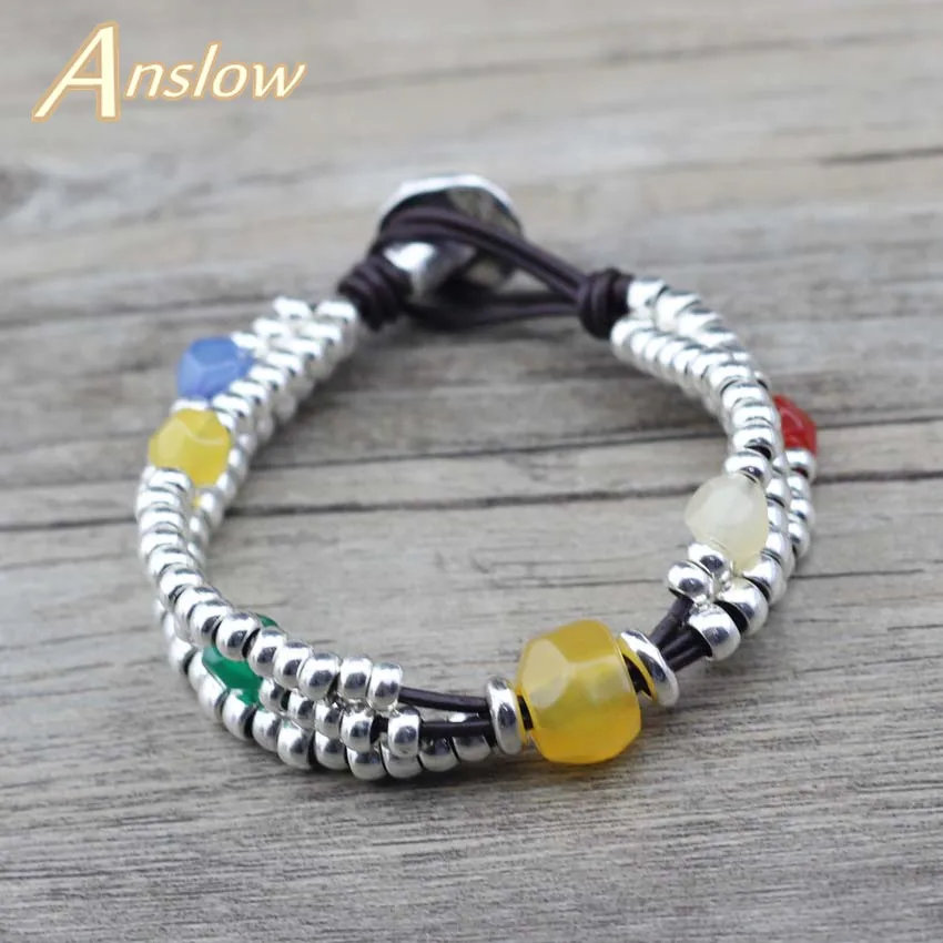 Anslow, модное ювелирное изделие, разноцветное, ручная работа, сделай сам, многослойные, смола, цинковый сплав, бусины для женщин, женский браслет, подарок матери, LOW0785LB